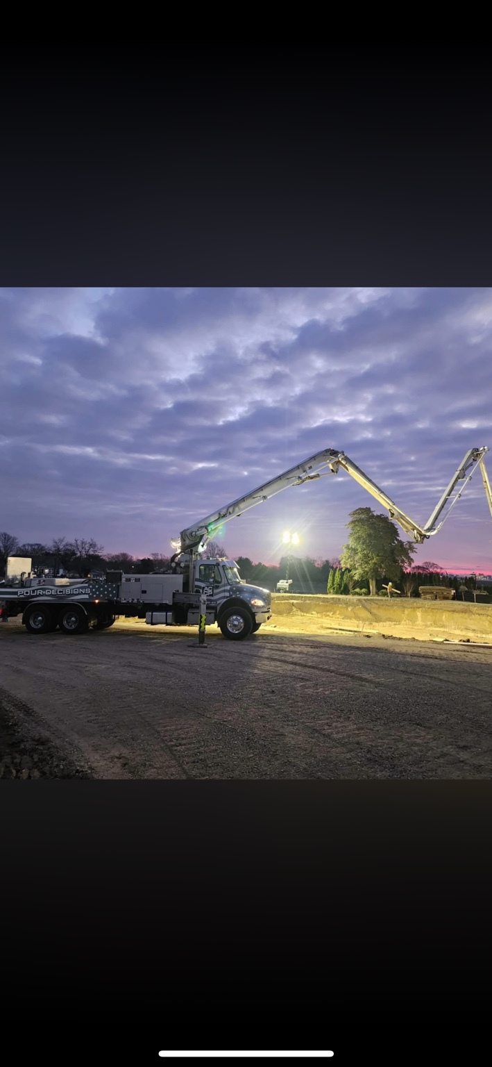Concrete pump at dusk