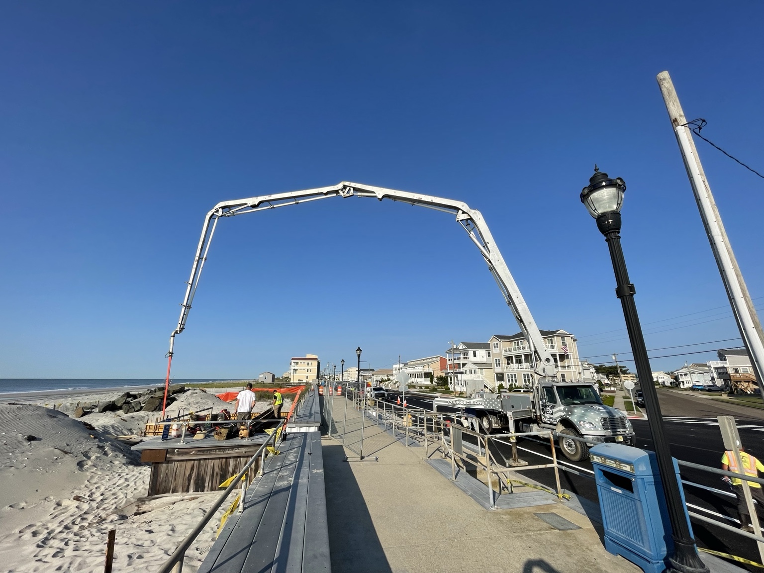 Shore concrete pumping
